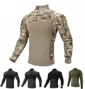 Men039s Camouflage tactique t-shirt Pocket zip à manches longues coton respirant g3 Frog Shirt Men Training Shirts Tshirt P74117174214