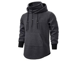 Men039s Sweats à capuche noirs décontractés mode High Collar Fleece Gothic Pullover Hip Hop Longueur Longueur Poncho Cape Cloak Hoodie Men9240620