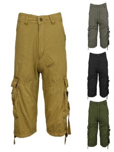 MEN039S Casual katoen Multi -zakken Elastische tailleband Shorts Losse fit knielengoko shorts2353027