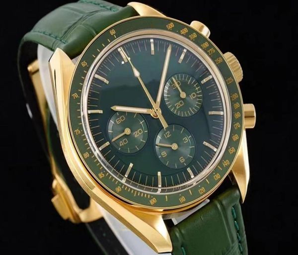 Men039s Casual Mechanical Watch Yellow Gold Dial 42 mm visage vert foncé autoproclamée mouvement de haute qualité résistant en eau profonde M3451741