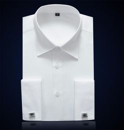 Men039 Shirts décontractés Cuff French Mens Formal Business Dress Shirt Solid Mal Mas Mouding Wedding Tuxedo avec boutons de manchette 2209151373706