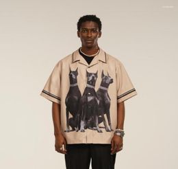 Men039S Shirts décontractés Men039S Street Fashion Cool Doberman Dog Imprimer Black Men39s Shirt Short Souve Summer 2022 pour les hommes 64626730679