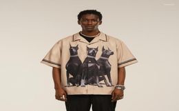 Men039S Casual Shirts Men039S Street Fashion Cool Doberman Dog Print Black Men39s Shirt Short Sleeve Summer 2022 For Men 64624984135