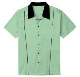 Men039S Shirts décontractés Sishion 2021 Gris Brown Green Men Shirt ST118 Coton Button Up Classic Retro Bowling Plus taille courte Slee5338753