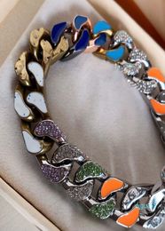 Bracelet chaîne Men039s, titane, acier, cristal, caténaire à main, Bracelets de luxe, 20cm, 1734423