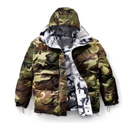 Men039s Down Jacket Reversible Grey Camouflage Edition Parka Winter épaissis matelasses matelasses8305941