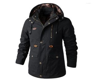 Men039s Chaquetas de plumón Chaqueta de invierno de algodón lavado Hombres Casual con capucha Parka cálida Abrigo a prueba de viento Military2746601