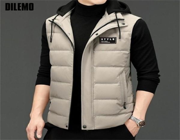 Men039s Down Parkas Marque Casual Mode Coupe-Vent Sans Manches 90 Hommes Canard Gilet Veste Avec Capuche Puffer Gilet Hiver Clo9355034