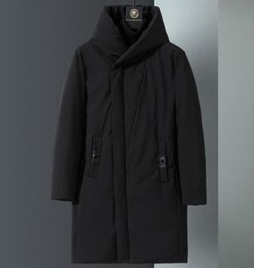 Men039s Down Parkas Mode Hommes Longue Veste Noire Marque D'hiver Épaissir Chaud Lâche Blanc Canard Manteau À Capuche Solide Fermeture Éclair Coupe-Vent8936879