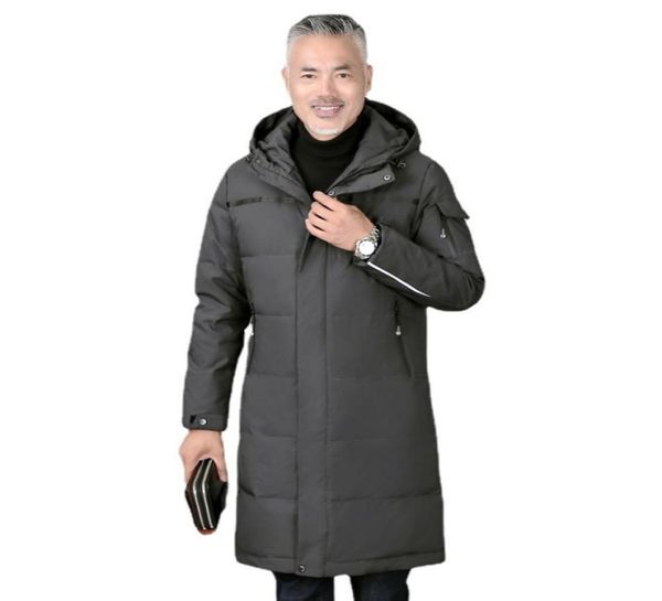 Men039s Down Parkas Hommes d'âge moyen039s hiver doudoune père grande taille long canard blanc à capuche parka ample 866 2210246957336