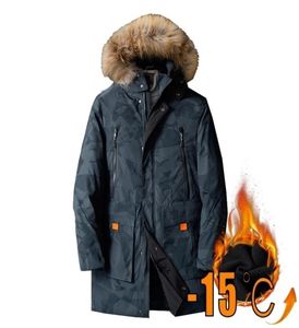 Men039s Down Parkas Vestes d'hiver Hommes Camouflage Casual Long Mens Fourrure À Capuchon Blanc Manteau Marque Vêtements Épais Chaud Mâle Windbre8615462