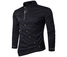 Men039S Shirts vestimentaires 2021 BOURNE DE SPRING AUTUME BOUTON OBLIQUE IRRÉGULAIR