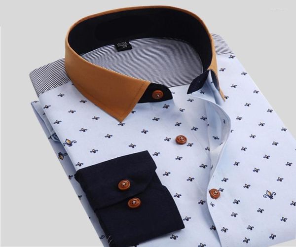 Men039s Camisas de vestir 2022 Camisa para hombres Diseño de algodón floral de negocios Manga larga Ropa de marca casual Tops de alta calidad Wall227374847