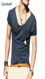 Men039s Exclusivo Pretty Tops Camisetas con cuello en V Impresionante estilo de verano con borde cortado KG3712931212