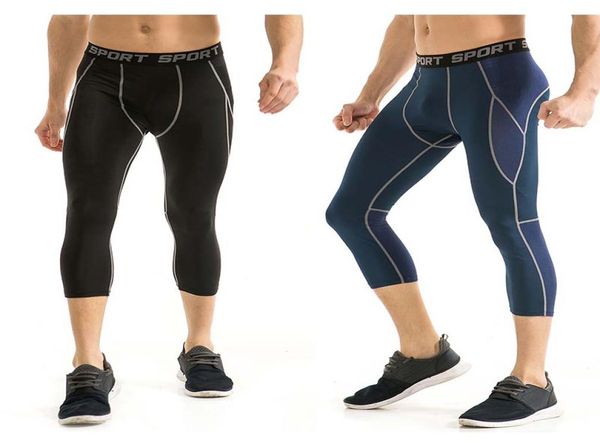 Men039s Fitness Running Sports Pro Capri Pants sudor transpiración para la compresión de secreción rápida 34 Pants7489726