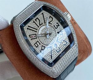 MEN039S Volledige diamant horloge automatische mechanische beweging blauw licht gecoate glazen koe riem rubberen vouwbespeling 54 42M3189875