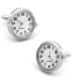 Men039s Fonctionnels Cuffers de qualité matériau en laiton Silver Color Real Watch With Battery Cuff Bracke