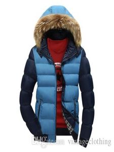 Men039S Bont kraagjas mode Winter Zipper dik lapwerk Windscheper Outsterwear Warm Cotton Jacket Men039S Coat Outdoor Lo9296933