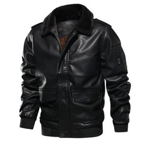 Men039S Fur Faux Men Motorfiets PU Lederen jas Winter Warm Luxe Fleece Retro Coat Collar Biker Bomber Pilot EuroSize2488655