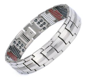Men039S Bracelet magnétique de santé pour l'homme argent plaqué pur titane bracelet magnétique germanium far infar bracelets rouges joe5929152