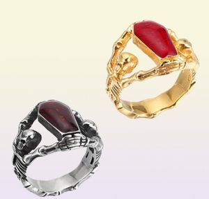 MEN039S HIP HOP SIELRY SOLITAIRE Ring Roestvrijstalen ringen voor man Unieke gotische mannelijke vingerbanden4534184