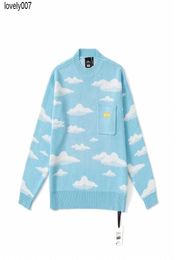 Men039s Sweatshirs de créateurs de créateurs kith calendrier blanc motif en tricot bleu pull causal avec un label man women585775
