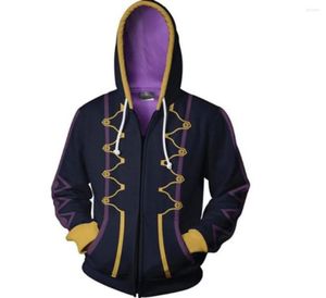 Men039s sweats à capuche emblème de feu éveil héros Robin Daraen sweat à capuche de cosplay noir zippé manteau à capuche Costume Jacket5732099
