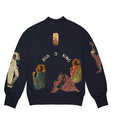 Men039s Hoodies Jésus est le roi Kanye039 Pull poids lourd Trois dieux super lâches lêle vintage européen et américain fashi8674372