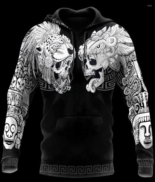 Men039s Sudaderas Con Capucha México Azteca Cráneo Tatuaje 3DImpreso Cultura Mexicana Sudadera Con Capucha Casual Primavera Unisex Cremallera Jersey HombresMujeres39s3087438