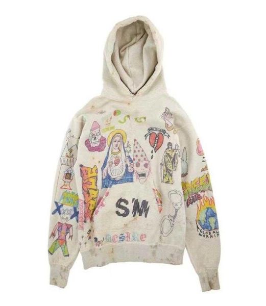 Men039s Sudaderas con capucha Readymade Saint Michael graffiti Sudadera con capucha Simpson suéter de graffiti pintado a mano5947723