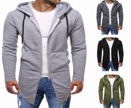 Men039s Hoodies Sweatshirts 2021 Herfst En Winter Stijl Jeugd Mannen MidLength Casual Slim Fit Effen Kleur Vest Kap7428576