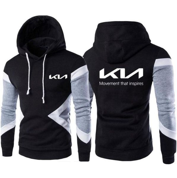 Men039s Sweats à capuche 2021 Tendance Kia Motors Logo Couture Couleur Pull Sweat Harajuku Haut À Capuche Imprimé Long S3496986