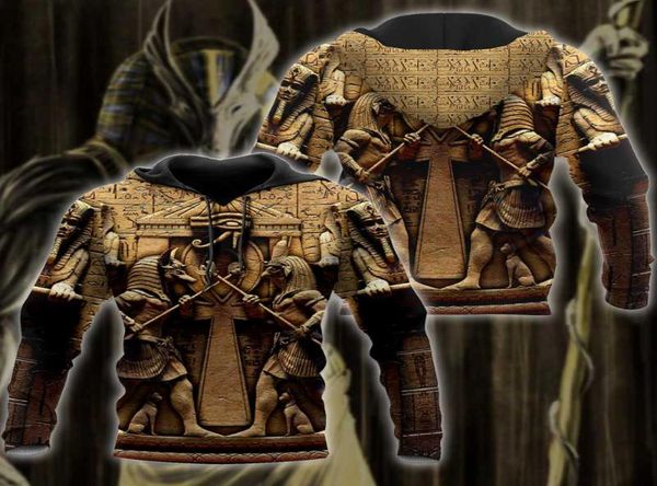 Men039S Situtas de sudadera con capucha 2022 Horus Horus Egipcio Faraón Anubis Anciente Tattoo Egipto 3D Menetas en 3D