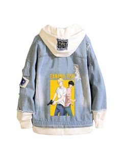 Men039s Hoodies Sweatshirts Anime BANAAN VIS Jas Tieners Cowboy Cosplay Jas Mannen Vrouwen Casual Denim Capuchon Losse Cartoon Ho8734693