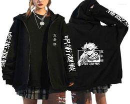 Men039s Sweatshirts Anime JuJutsu Kaisen Gojo Satoru Hoodie zip up up up itadori yuji graphic cartoon zipper vestes cotesm9486926