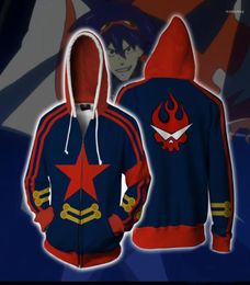 Men039s Sudaderas con capucha Sudaderas Tengen Toppa Gurren Lagann Cosplay Anime Sudadera con capucha Sudadera con capucha 3D Otoño Invierno Chaqueta con cremallera 7999963