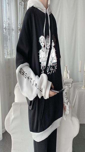 Men039s Sweats à capuche The Promised Neverland Anime Hommes Harajuku Emma Norman Ray Manga Streetwear Surdimensionné Femmes Patchw6839467