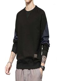 Heren039s Hoodies Sweatshirts Trend Verlaagde schouder Lange mouw Pullover Patchwork Grijze Casual Sweatershirts met ritssluiting aan één zijkant8378644