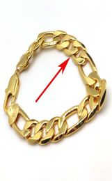 Men039S Bracelet italien Figaro Link Hip Hop 846 pouces 12 mm d'épaisseur 24k Staked Gold Plated Chain 6941157