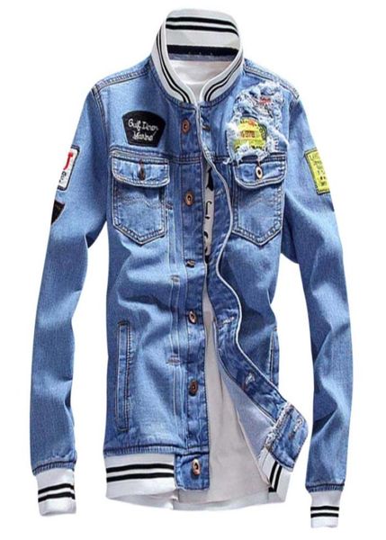 Men039s Chaquetas 2021 Otoño Demin Chaqueta Diseños de parches Moda Hombres Invierno Denim Streetwear Jeans1556998