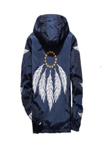 Men039S Jackets 5 Colors Wind Breaker Mens Fashion Spring Herfst Hooded Feather Printing bovenkleding Kleding groot formaat M7XL3780617