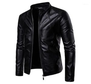 Men039s Chaquetas Otoño Invierno Chaqueta de cuero de imitación Ropa para hombre Cuello alto Abrigos con cremallera Negro Biker Hombres Motorcycl Nice Jacket7744843