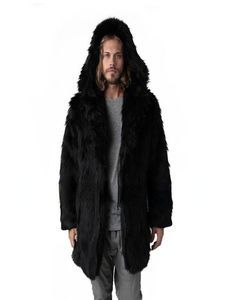 Men039s Jackets Fashion Men Faux Fur Coat Medium Long Leisure Imitation Manga con capucha Sobre Tops4193882