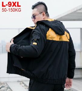 Men039s Chaquetas de talla grande 9xl 8xl invierno otoño con capucha hombres moda ropa de calle chaqueta de bombardero de gran tamaño abrigo rompevientos amarillo M9085179