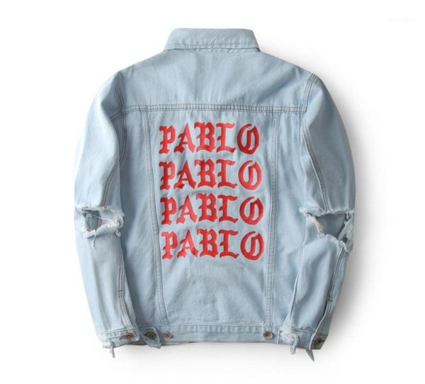 Men039s Vestes West Pablo Denim Men Hip Hop Tour Hop Clothing Streetwear Jeans Vestes19512043