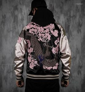 Men039s Vestes Yokosuka Manteaux double face réversibles Travail lourd Dragon Sakura Fleurs de cerisier Chrysanthème brodé Stree1477744