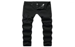 Men039s Jeans 2021 Hommes Empilés Déchiré Mâle Noir Denim Pantalon Droit Étudiants Slim Fit Boyfriend Streetwear Qualité Bra8074974