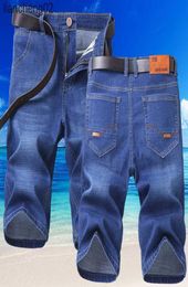 Men039S Джинсы 2023 Синий мягкий джинсовый джинсовый шорт для мужчин Мужчина Лето -эластичный вес.