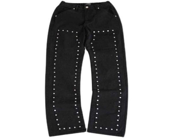 Men039s Jeans AFB remachado pierna ancha clavado pecho recto tubo suelto vibe bala tendencia callejera men039s jeans pant2012116