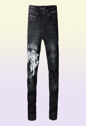 Men039s Jeans Amri gescheurde broek mode hiphop kledingversie herfst winter high street trendy cupido gedrukte letters groot S8994672